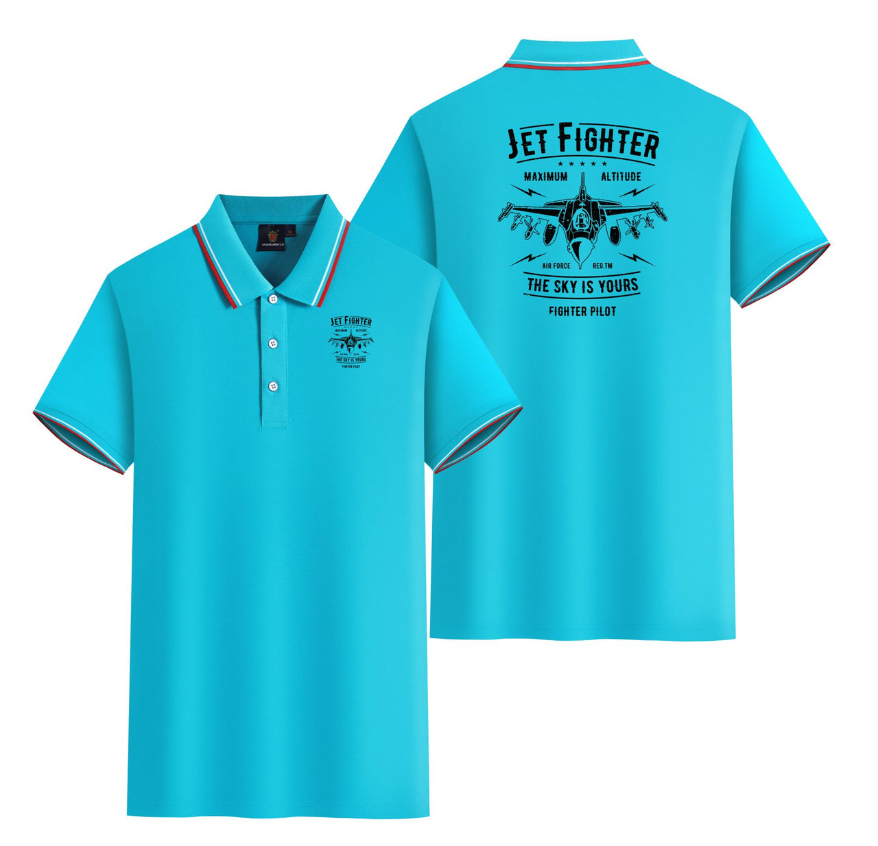 Jet Fighter - The Sky is Yours Designed Stylish Polo T-Shirts (Double-Side)