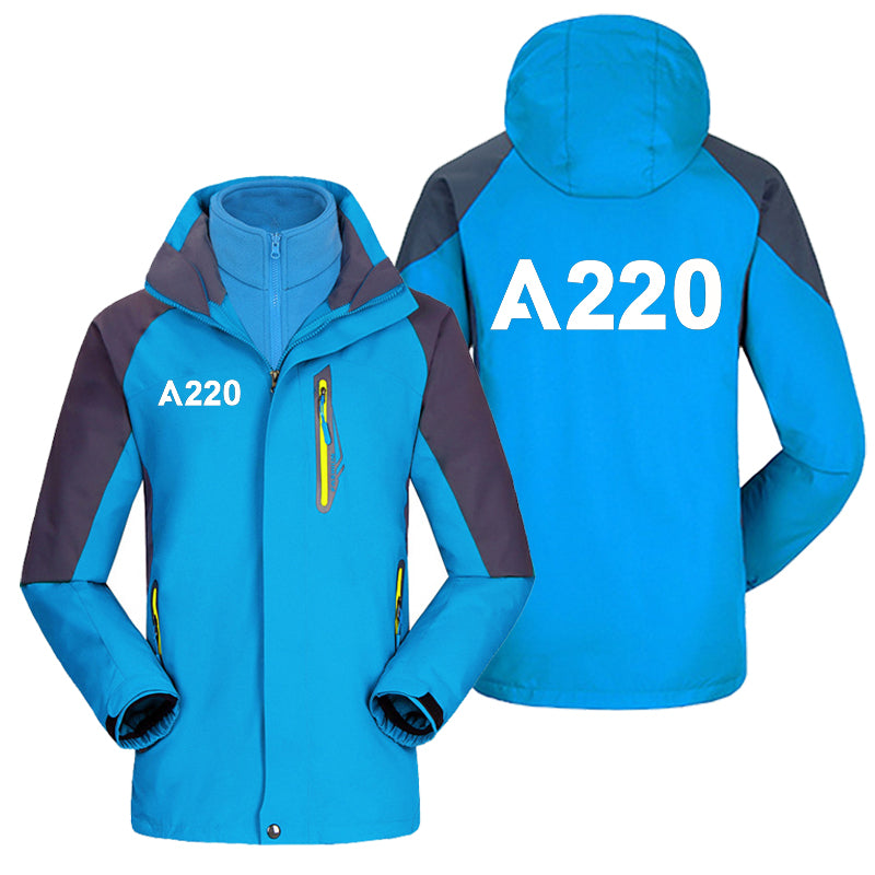 A220 Flat Text Designed Thick Skiing Jackets