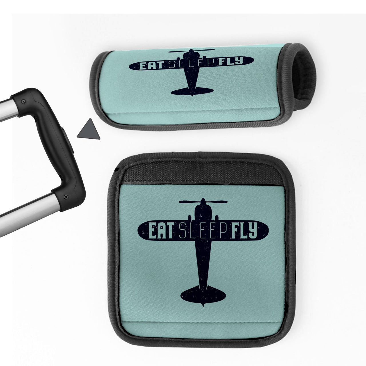 Eat Sleep Fly & Propeller Designed Neoprene Luggage Handle Covers