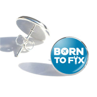 Thumbnail for Born To Fix Airplanes Designed Stud Earrings