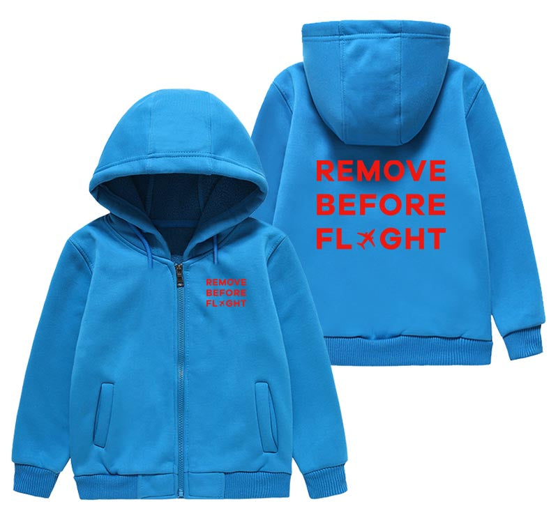 Remove Before Flight Designed "CHILDREN" Zipped Hoodies