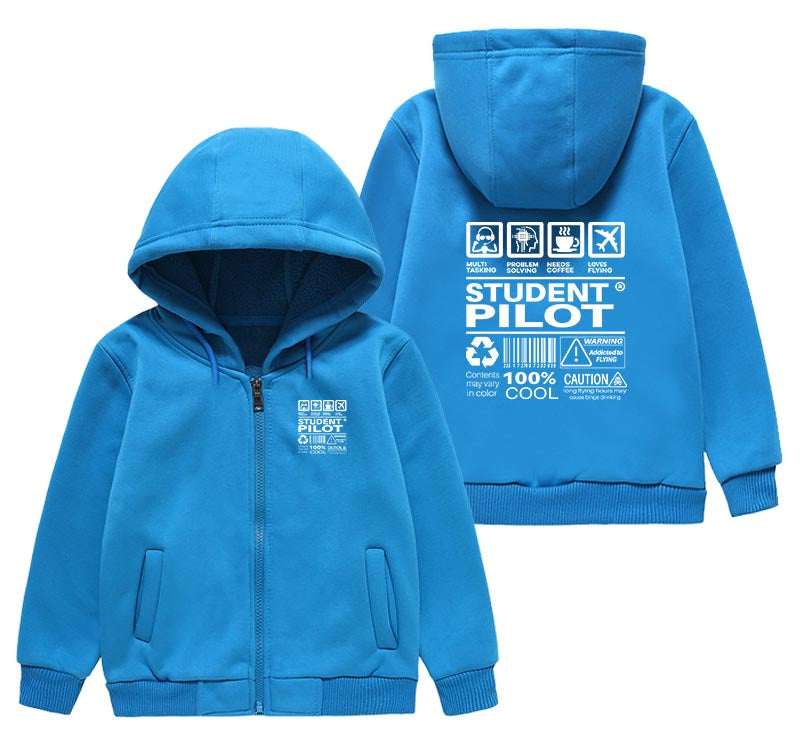 Student Pilot Label Designed "CHILDREN" Zipped Hoodies