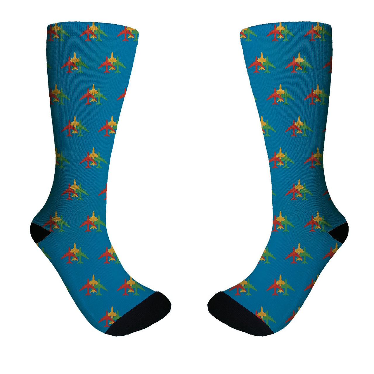 Colourful 3 Airplanes Designed Socks