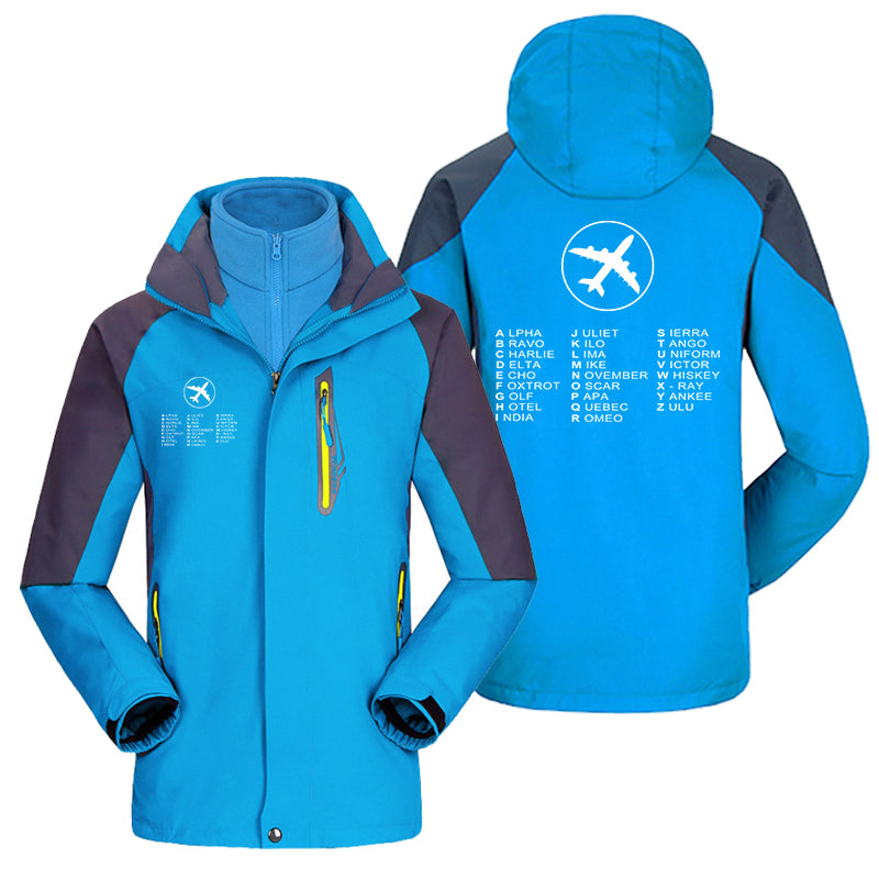 Aviation Alphabet 2 Designed Thick Skiing Jackets