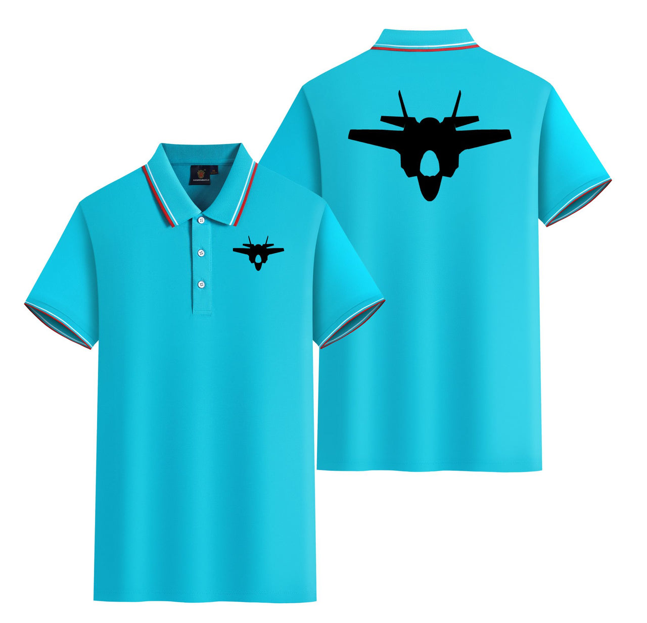 Fighter Jet 35 Silhouette Designed Stylish Polo T-Shirts (Double-Side)