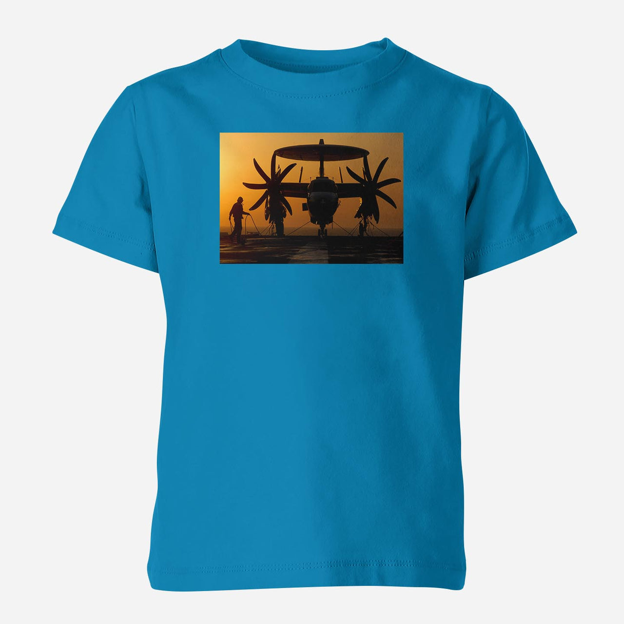 Military Plane at Sunset Designed Children T-Shirts