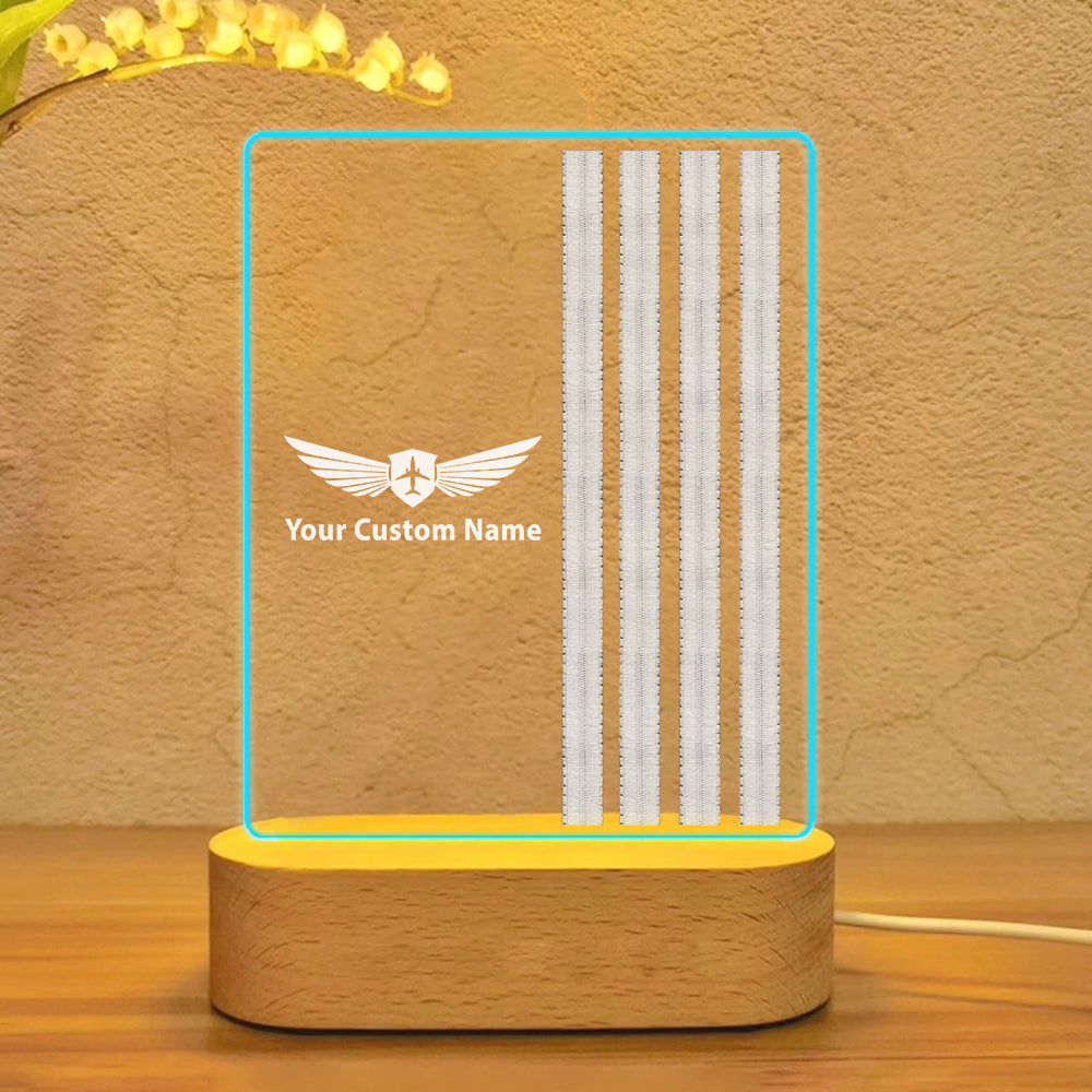 Custom Name & Special Silver Epaulettes (4,3,2 Lines) Designed Night Lamp