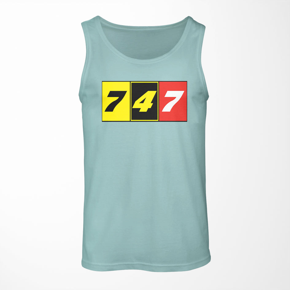 Flat Colourful 747 Designed Tank Tops
