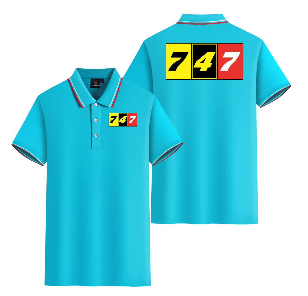 Flat Colourful 747 Designed Stylish Polo T-Shirts (Double-Side)