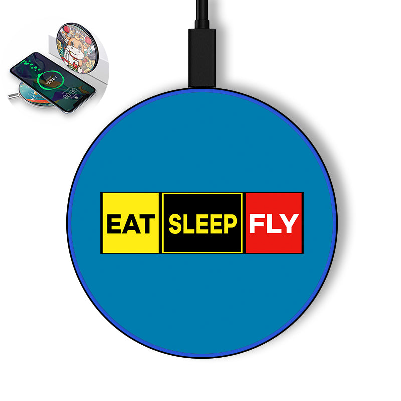 Eat Sleep Fly (Colourful) Designed Wireless Chargers