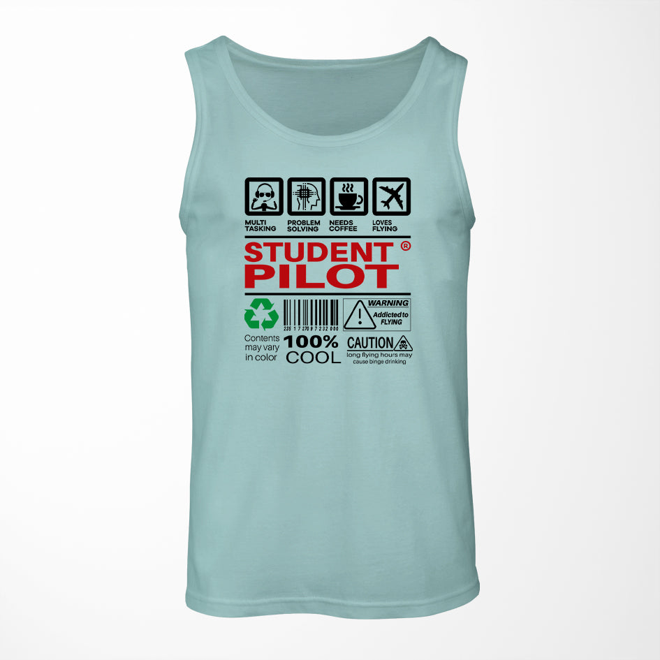 Student Pilot Label Designed Tank Tops