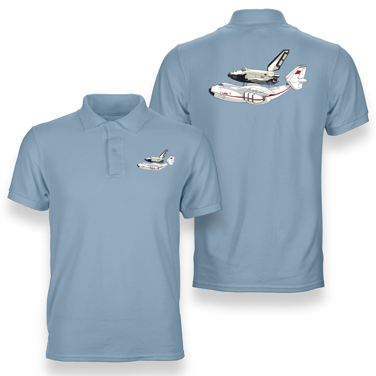 Buran & An-225 Designed Double Side Polo T-Shirts