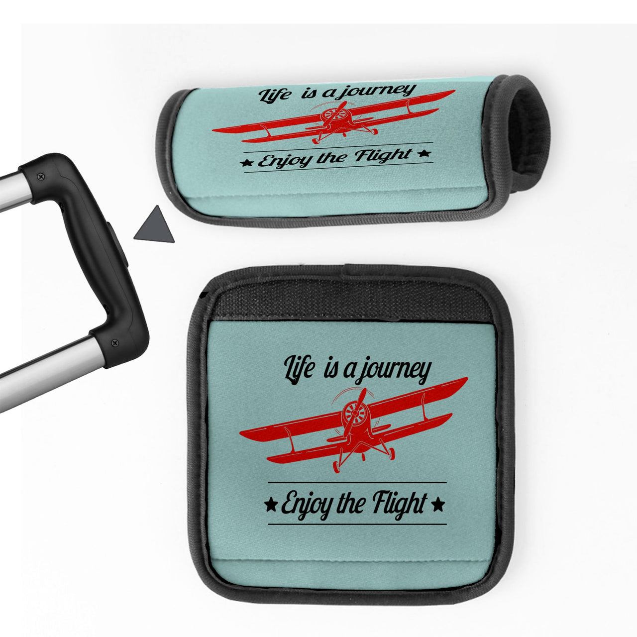 Life is a journey Enjoy the Flight Designed Neoprene Luggage Handle Covers