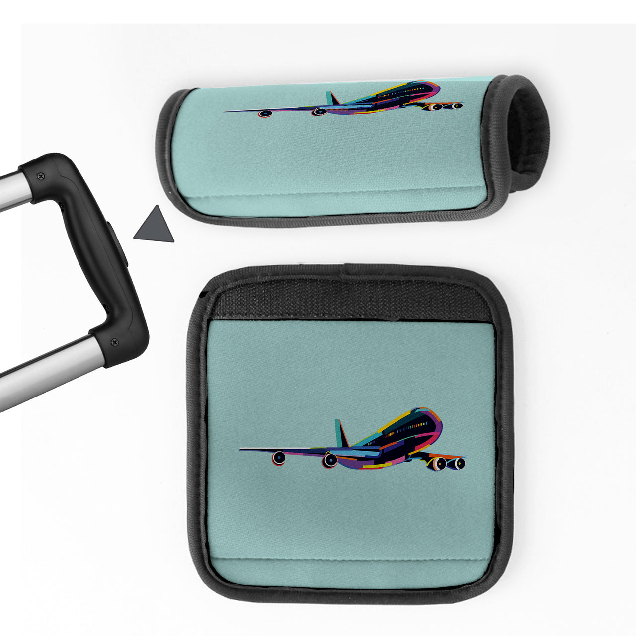 Multicolor Airplane Designed Neoprene Luggage Handle Covers