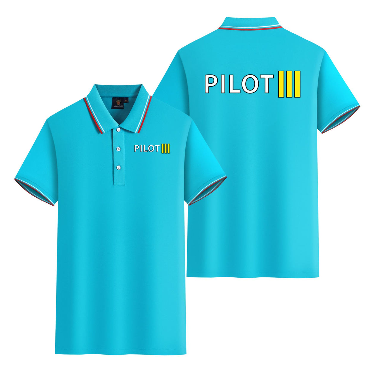 Pilot & Stripes (3 Lines) Designed Stylish Polo T-Shirts (Double-Side)