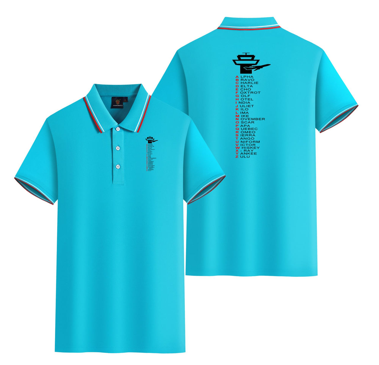Aviation Alphabet Designed Stylish Polo T-Shirts (Double-Side)