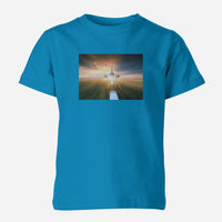 Thumbnail for Airplane Flying Over Runway Designed Children T-Shirts