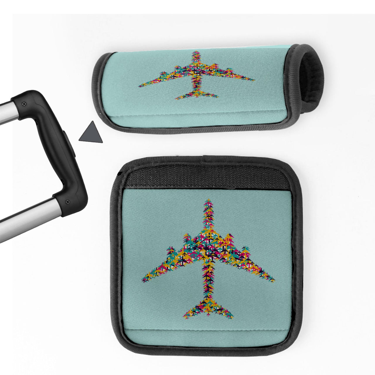 Colourful Airplane Designed Neoprene Luggage Handle Covers