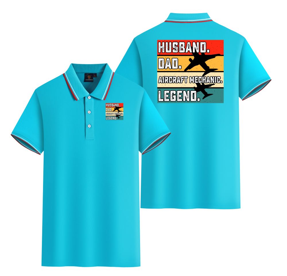 Husband & Dad & Aircraft Mechanic & Legend Designed Stylish Polo T-Shirts (Double-Side)