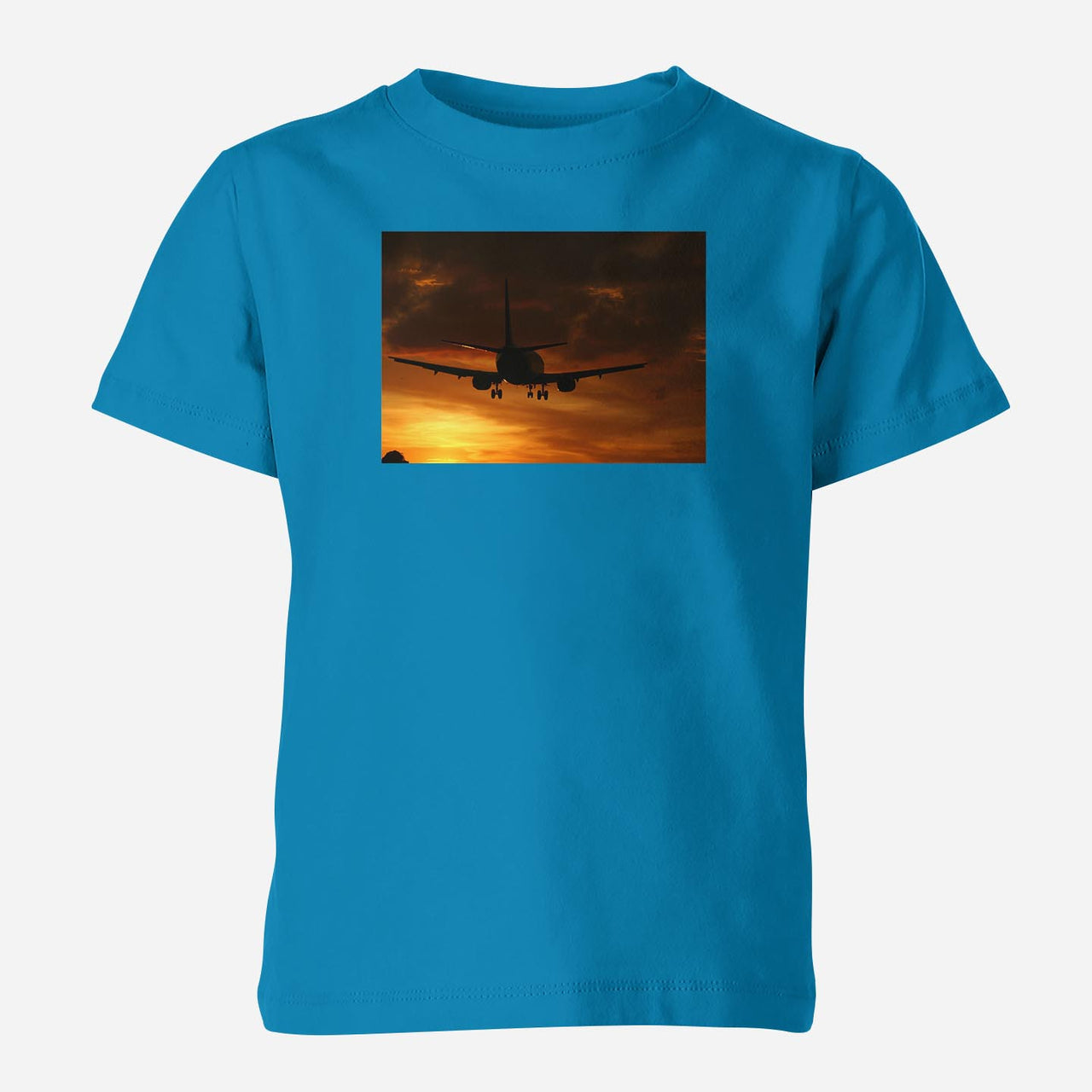 Beautiful Aircraft Landing at Sunset Designed Children T-Shirts