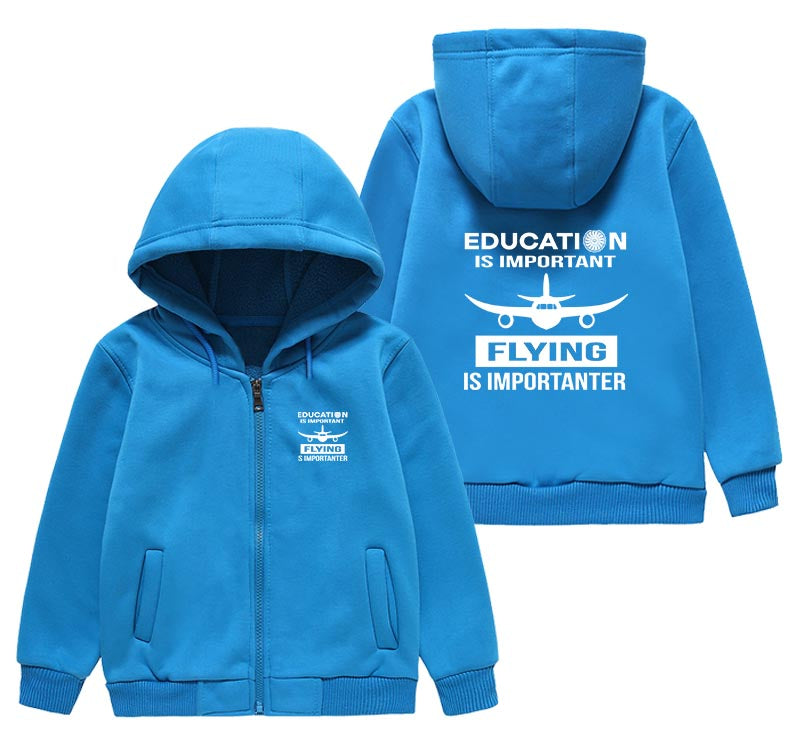 Flying is Importanter Designed "CHILDREN" Zipped Hoodies