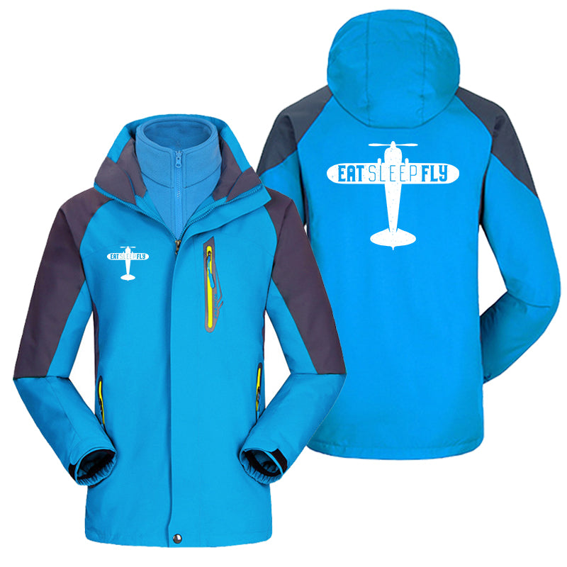 Eat Sleep Fly & Propeller Designed Thick Skiing Jackets