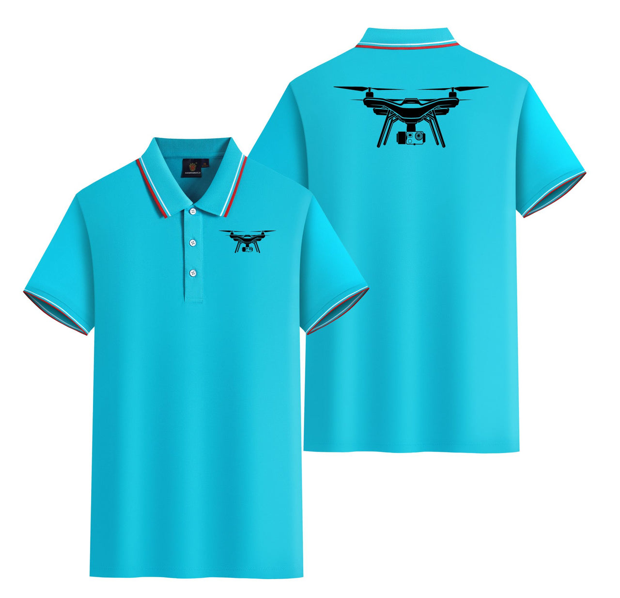 Drone Silhouette Designed Stylish Polo T-Shirts (Double-Side)