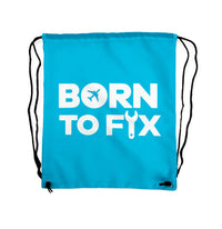 Thumbnail for Born To Fix Airplanes Designed Drawstring Bags