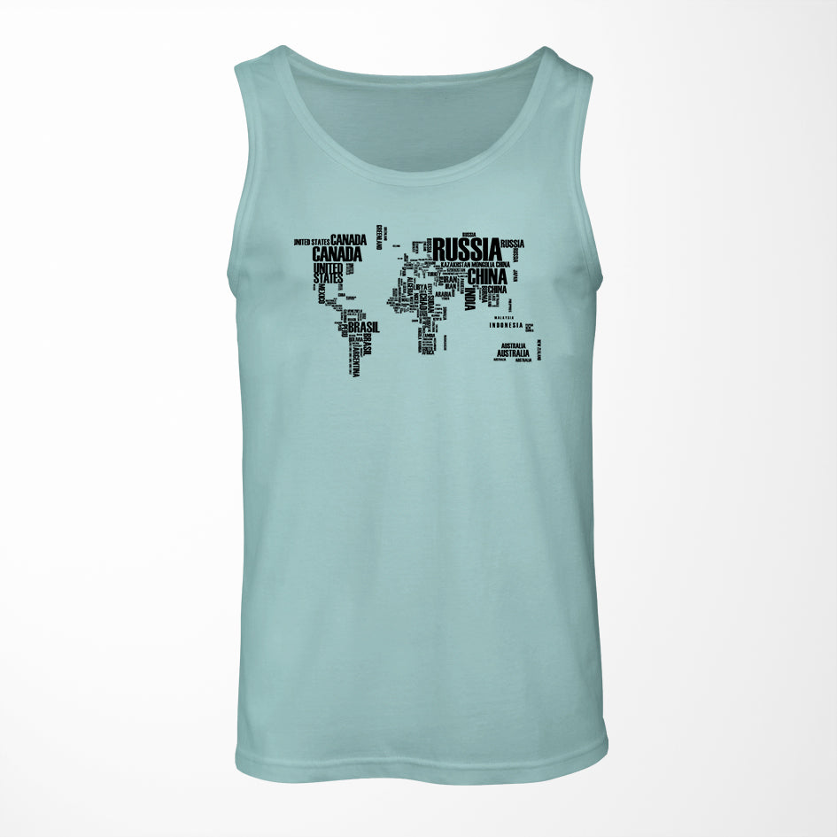 World Map (Text) Designed Tank Tops