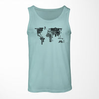 Thumbnail for World Map (Text) Designed Tank Tops