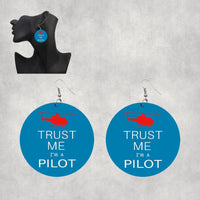 Thumbnail for Trust Me I'm a Pilot (Helicopter) Designed Wooden Drop Earrings