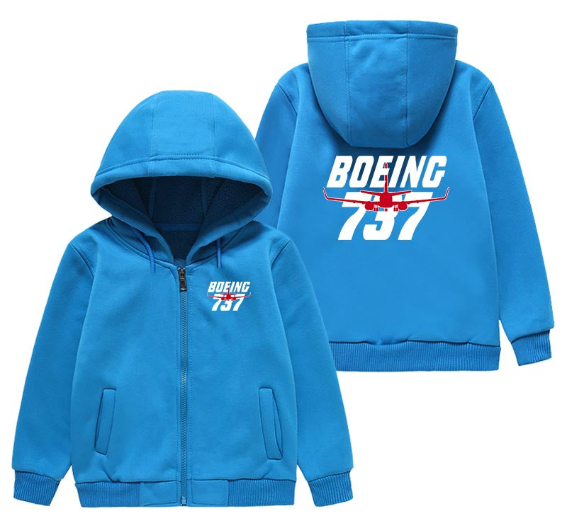 Amazing Boeing 737 Designed "CHILDREN" Zipped Hoodies