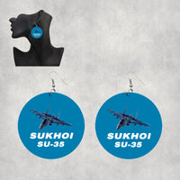Thumbnail for The Sukhoi SU-35 Designed Wooden Drop Earrings