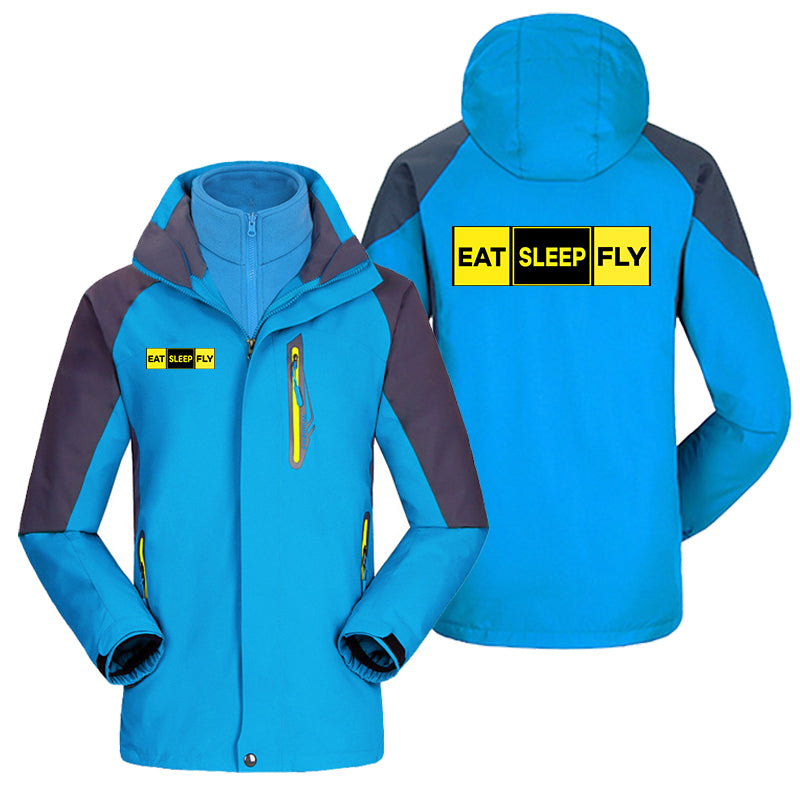 Eat Sleep Fly (Colourful) Designed Thick Skiing Jackets