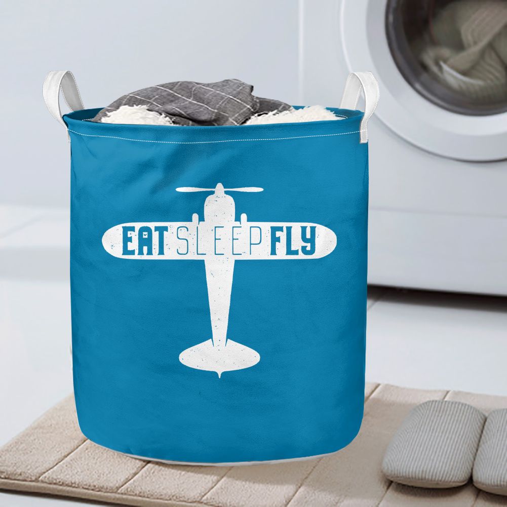 Eat Sleep Fly & Propeller Designed Laundry Baskets