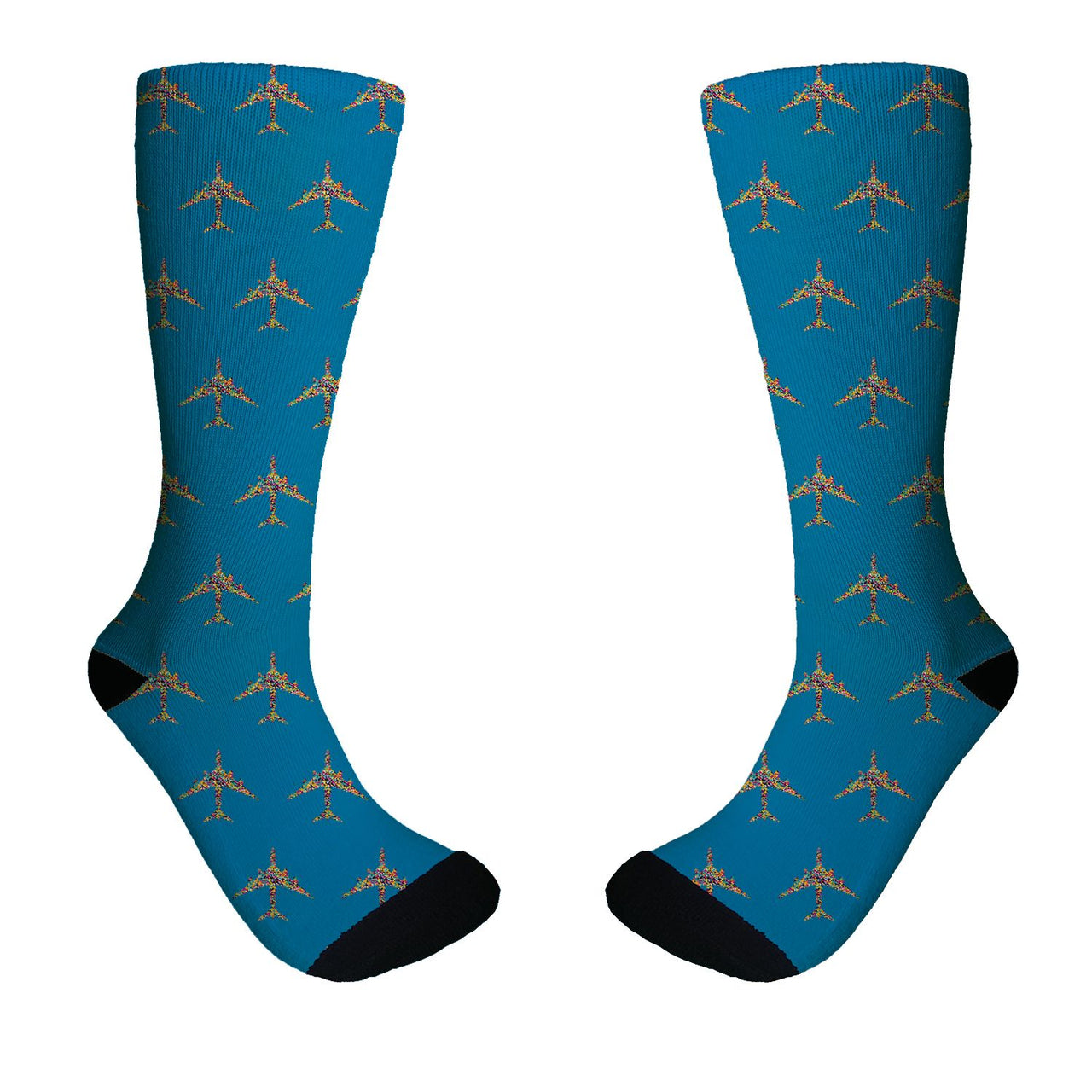 Colourful Airplane Designed Socks