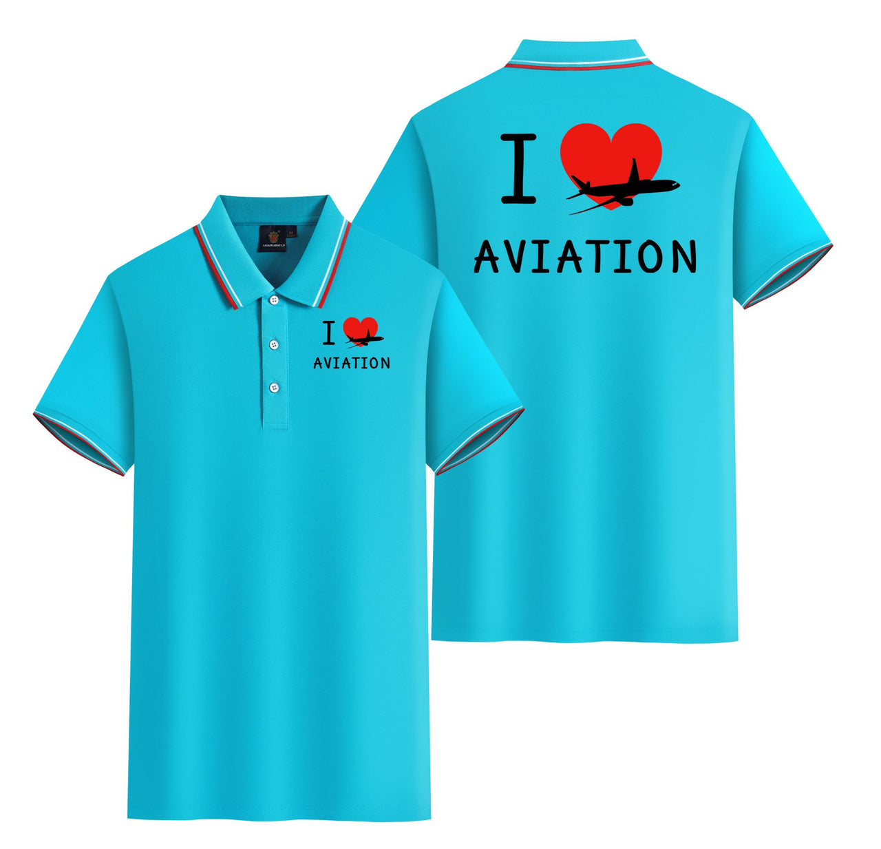 I Love Aviation Designed Stylish Polo T-Shirts (Double-Side)