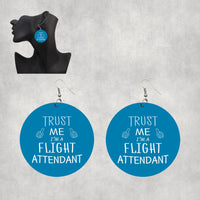 Thumbnail for Trust Me I'm a Flight Attendant Designed Wooden Drop Earrings