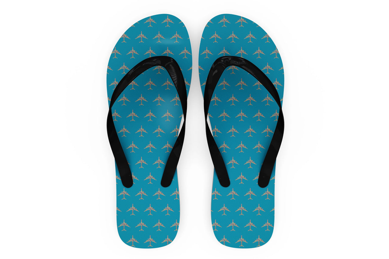 Colourful Airplane Designed Slippers (Flip Flops)
