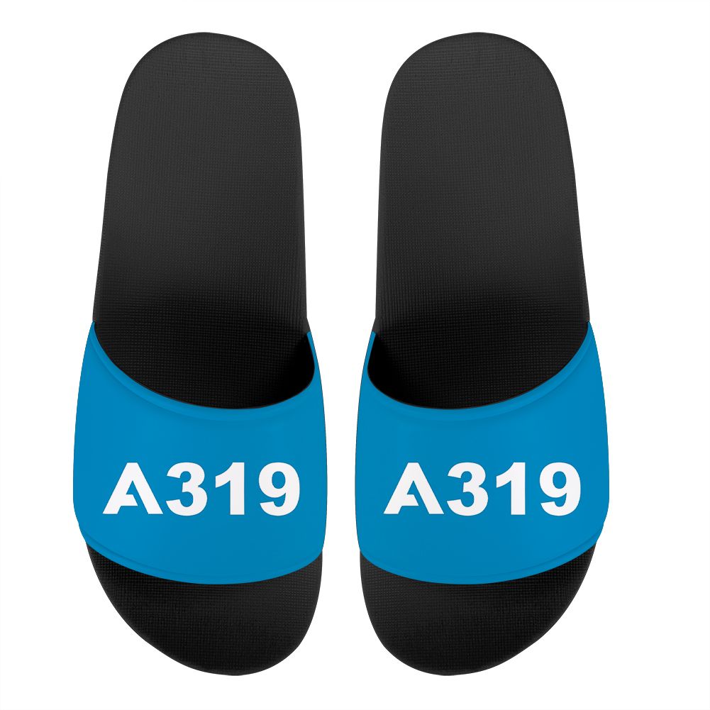 A319 Flat Text Designed Sport Slippers