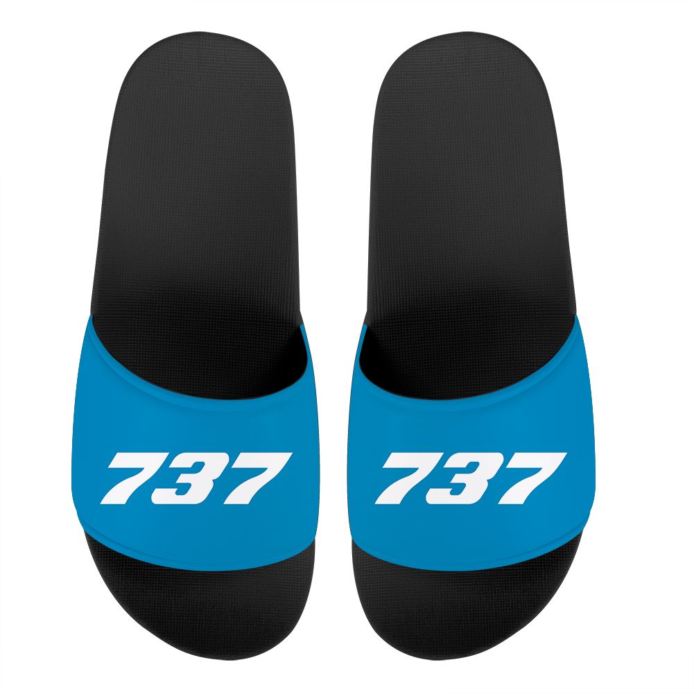 737 Flat Text Designed Sport Slippers