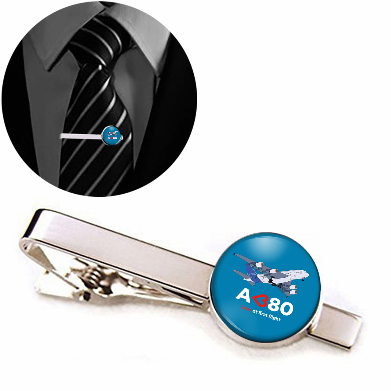 Airbus A380 Love at first flight Designed Tie Clips