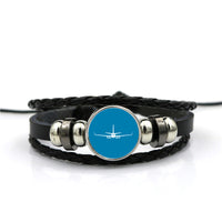 Thumbnail for Boeing 737-800NG Silhouette Designed Leather Bracelets