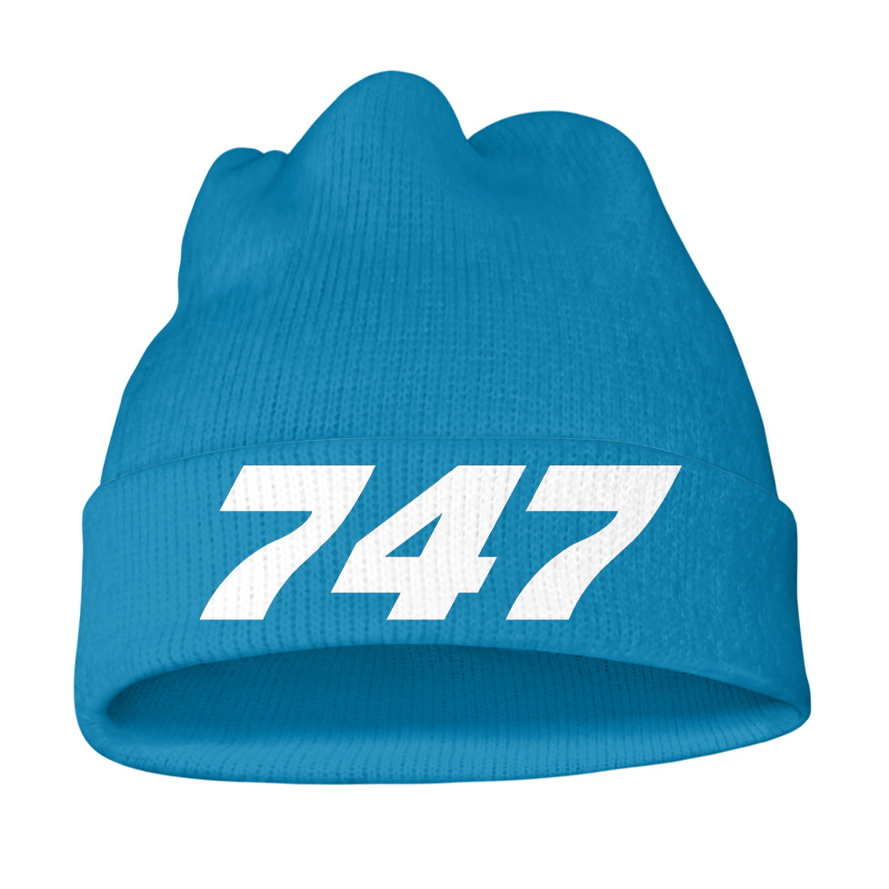 747 Flat Text Knit 3D Beanies