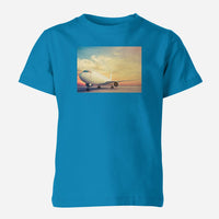 Thumbnail for Parked Aircraft During Sunset Designed Children T-Shirts