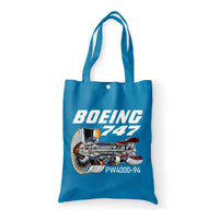 Thumbnail for Boeing 747 & PW4000-94 Engine Designed Tote Bags