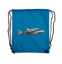 Thumbnail for Space shuttle on 747 Designed Drawstring Bags