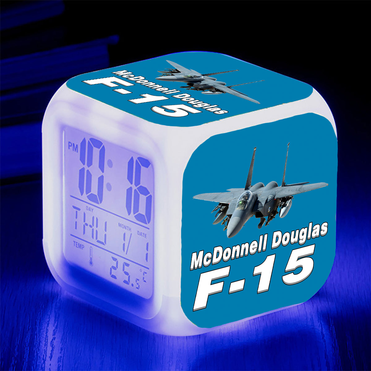 The McDonnell Douglas F15 Designed "7 Colour" Digital Alarm Clock