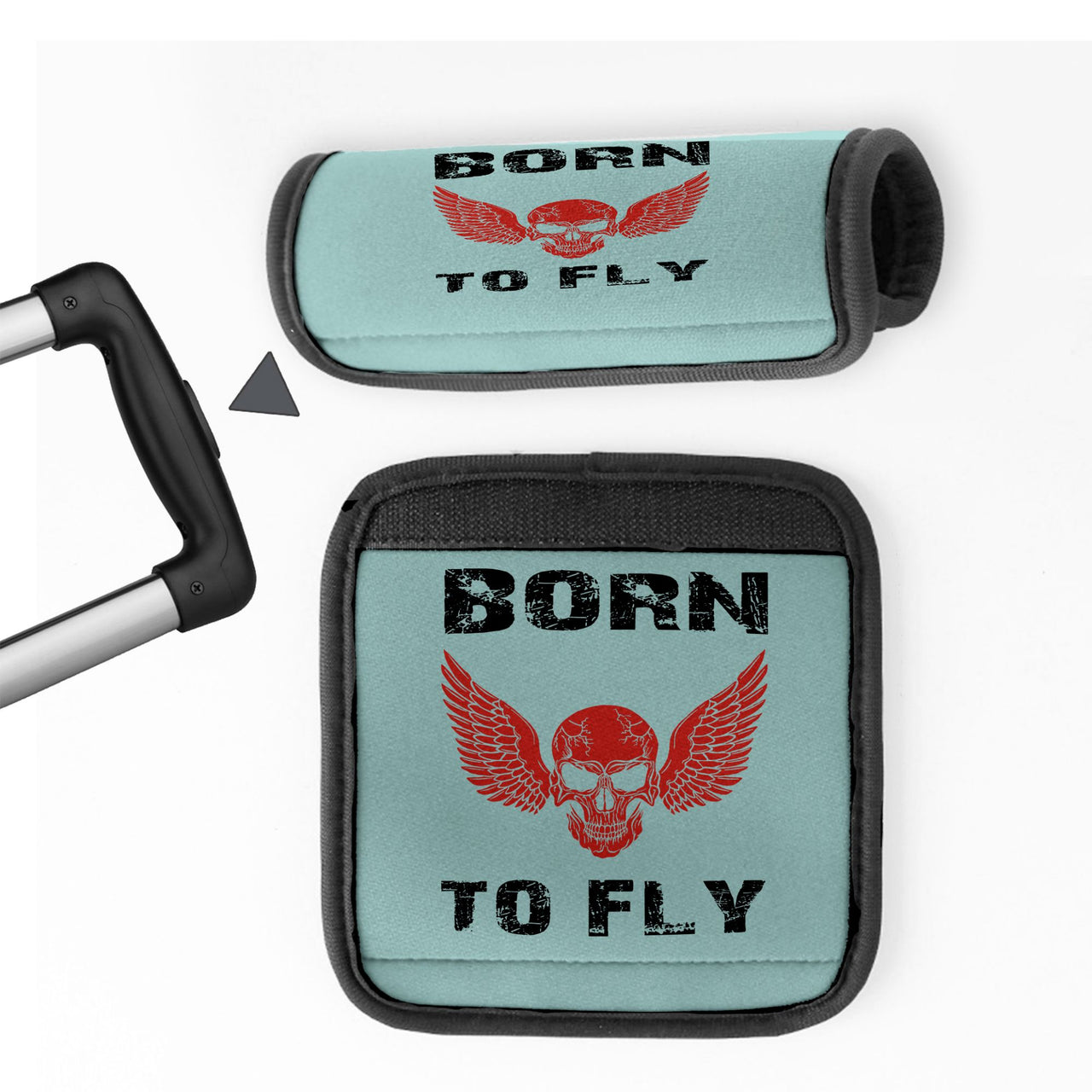 Born To Fly SKELETON Designed Neoprene Luggage Handle Covers
