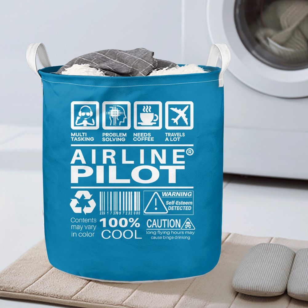 Airline Pilot Label Designed Laundry Baskets